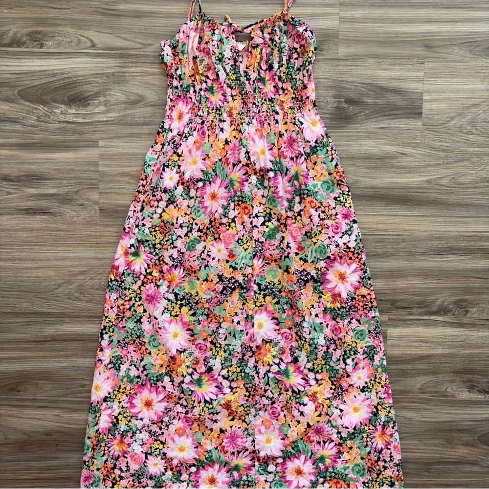 H&M Modest Floral Tie-Front Vacation Ready Midi Summer Sundress